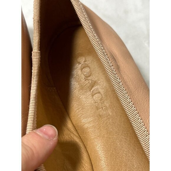 COACH “Flatiron” Nude Leather Round Toe Slip On Ballerina Flats, Women’s 9.5 B - Picture 3 of 13